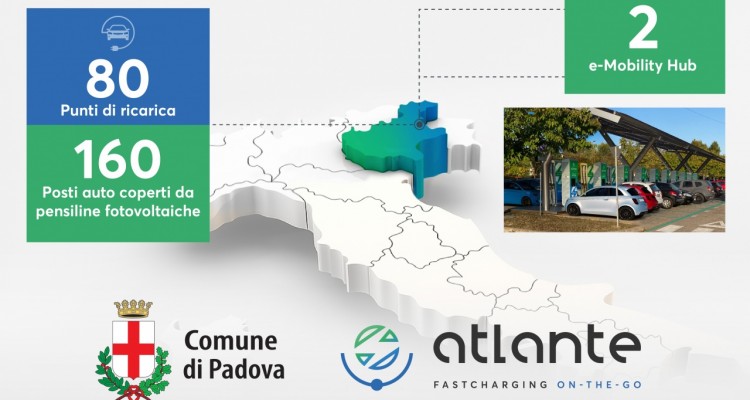 Atlante: a Padova due e-Mobility Hub con 80 punti di ricarica per veicoli elettrici 