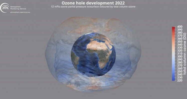 Copernicus: dati tridimensionali mostrano levoluzione del buco dellozono antartico nel 2022