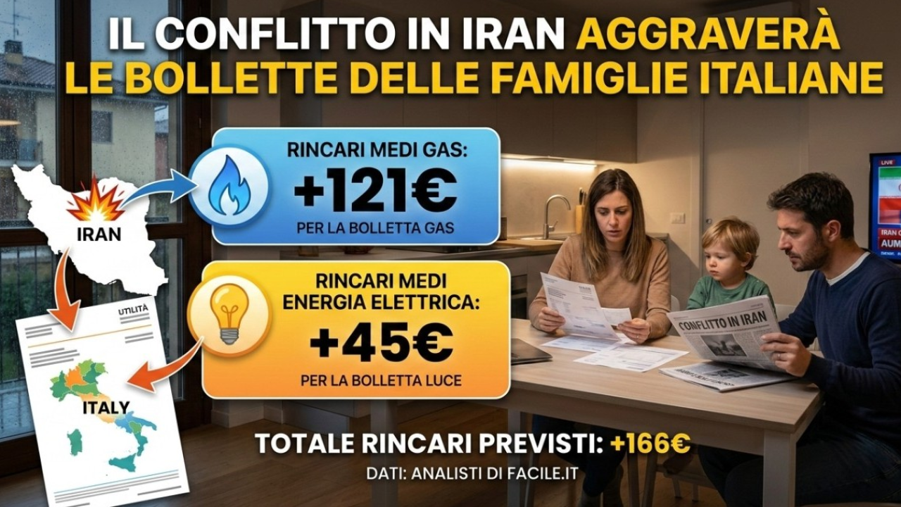 Guerra in Iran e bollette: 166 euro di aumenti previsti