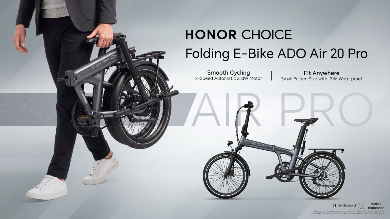 Mobilità urbana rinnovata con la e-bike Honor Choice ADO Air 20 Pro che si ripiega in pochi secondi